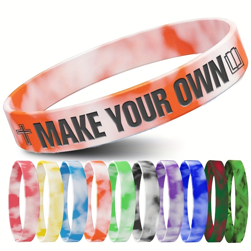 70pcs Silicone Bracelets with Religious Patterns, Create Your Own Design